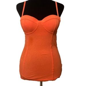 Orange Bodycon Cami/ Corset With Built-In Bra - Size M